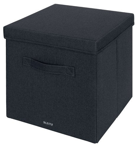 Leitz Fabric Storage Box with Lid Large Grey (Pack 2) - 61450089
