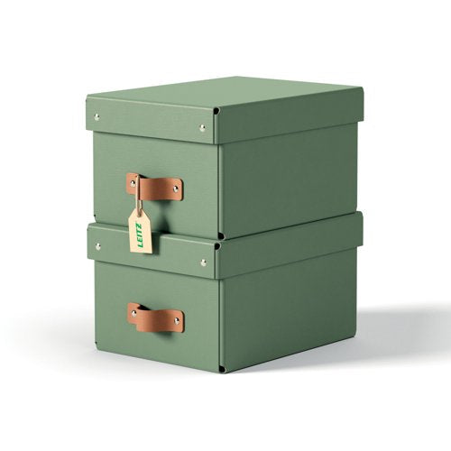 Leitz Puro Storage Box with Lid Small 7L Green 100% Recycled Card (Pack 2) - 61470050