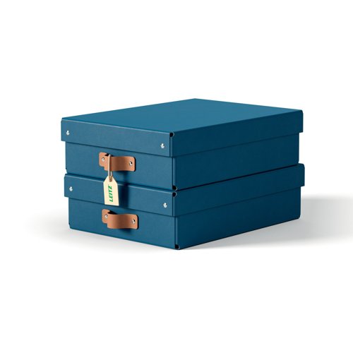 Leitz Puro Storage Box with Lid Medium Low 8L Blue 100% Recycled Card (Pack 2) - 61480068