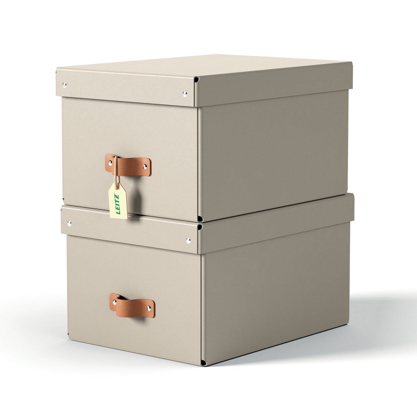 Leitz Puro Storage Box with Lid Medium 17L Beige 100% Recycled Card (Pack 2) - 61490012