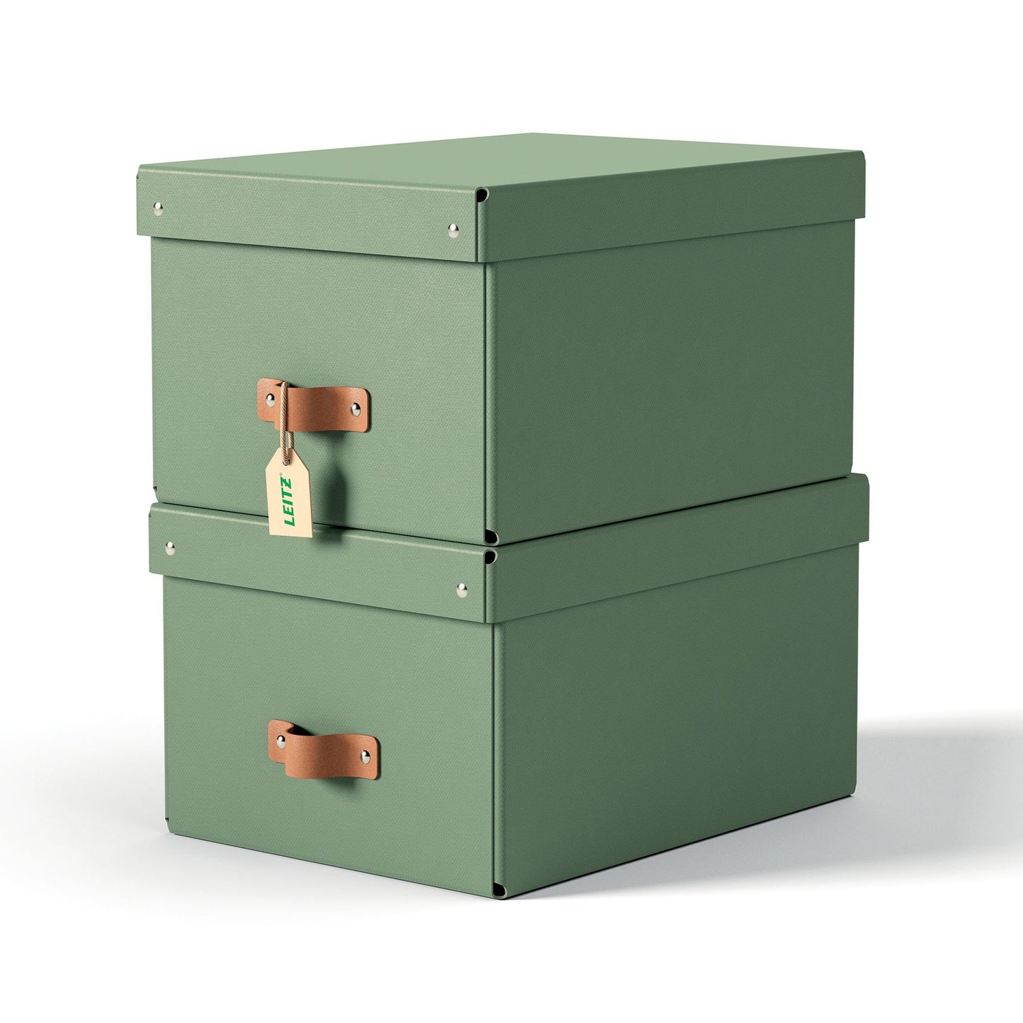Leitz Puro Storage Box with Lid Medium 17L Green 100% Recycled Card (Pack 2) - 61490050