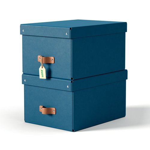 Leitz Puro Storage Box with Lid Medium 17L Blue 100% Recycled Card (Pack 2) - 61490068