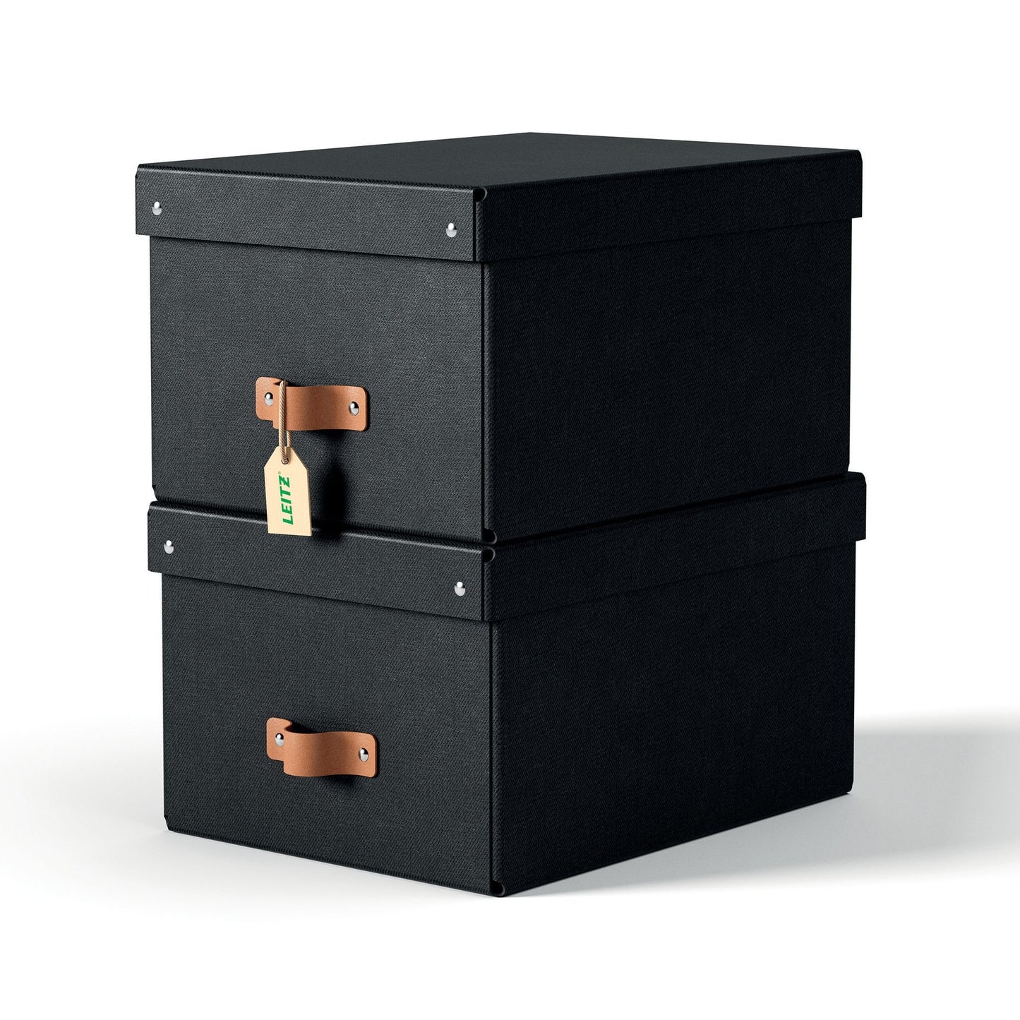 Leitz Puro Storage Box with Lid Medium 17L Black 100% Recycled Card (Pack 2) - 61490095