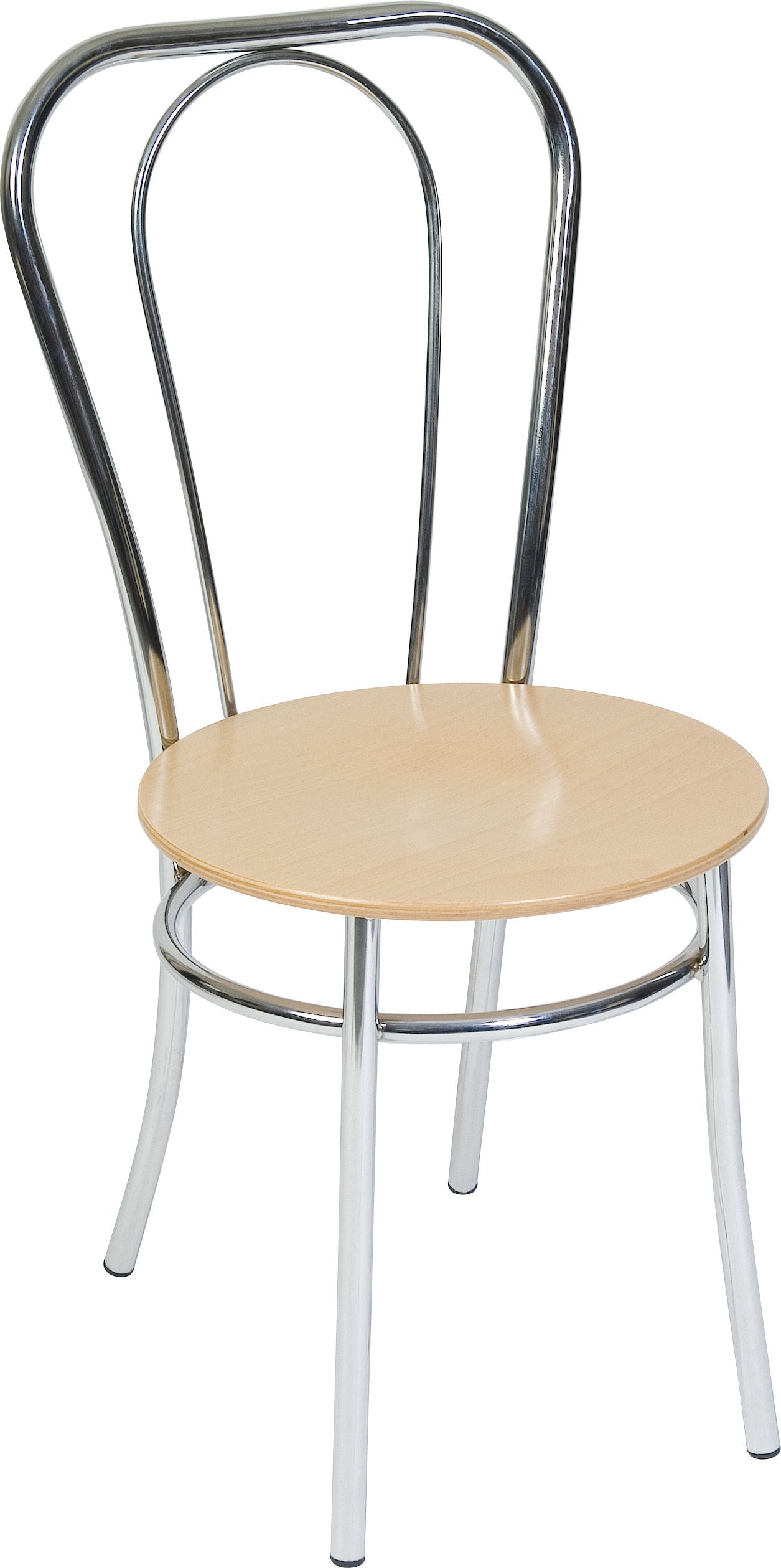 Bistro Deluxe Chair Solid Wood Seat with Chrome Frame (Each) - 6450 DD