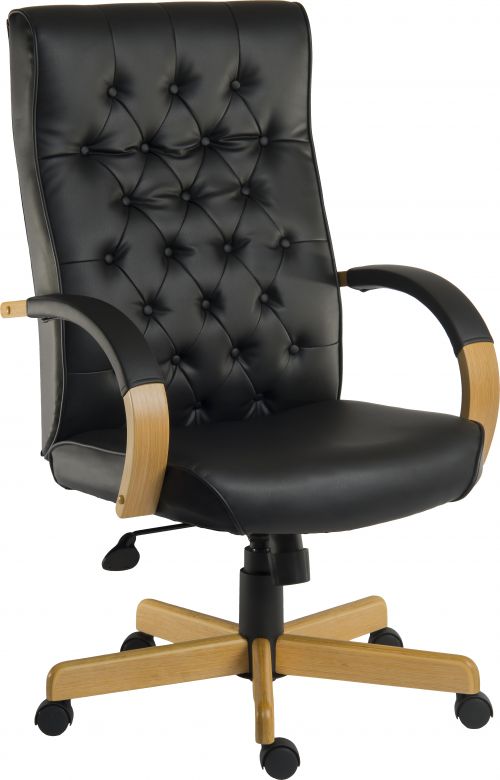 Warwick Noir Bonded Leather Faced Executive Office Chair Black - 6928 DD