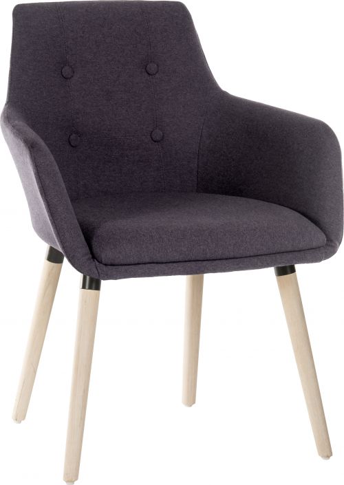 Contemporary 4 Legged Upholstered Reception Chair Graphite (Pack 2) - 6929GRA DD