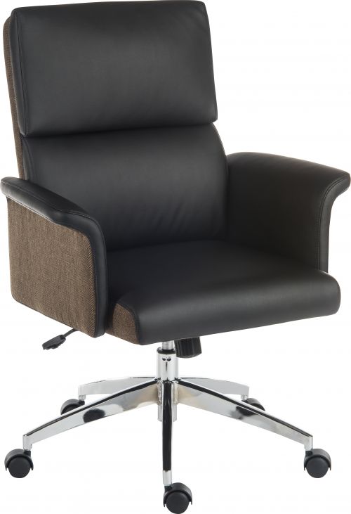 Elegance Gull Wing Medium Back Leather Look Executive Office Chair Black - 6951BLK DD