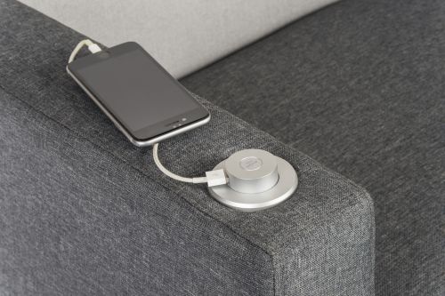 Cube Modular Fabric Armrest with USB Left Arm Only Dark Grey - 6972L DD