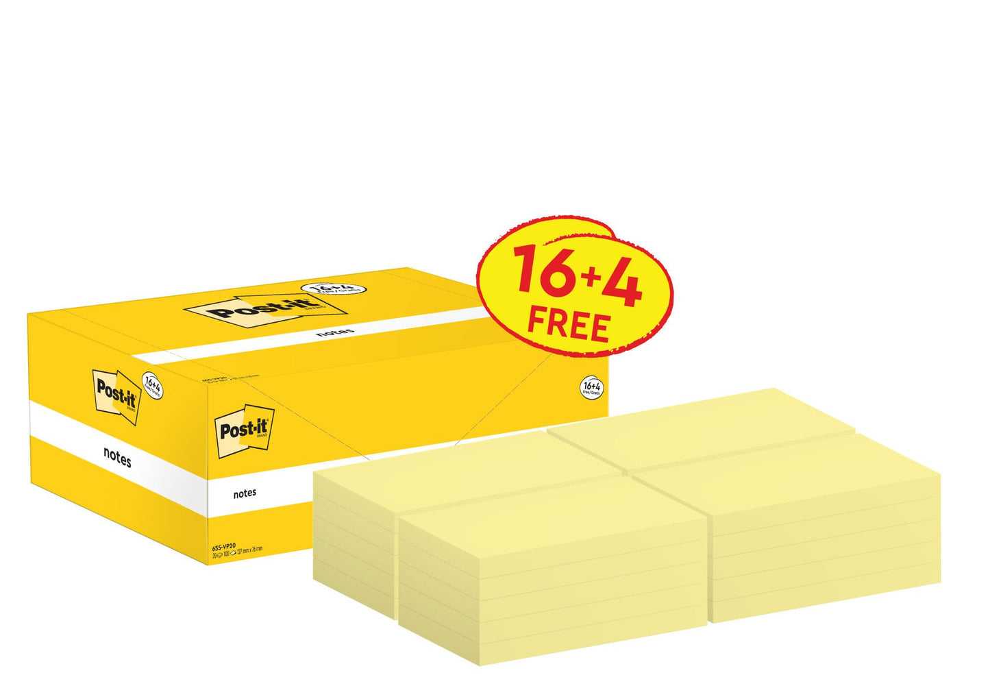 Post-it Notes, Canary Yellow, 76 mm x 12
