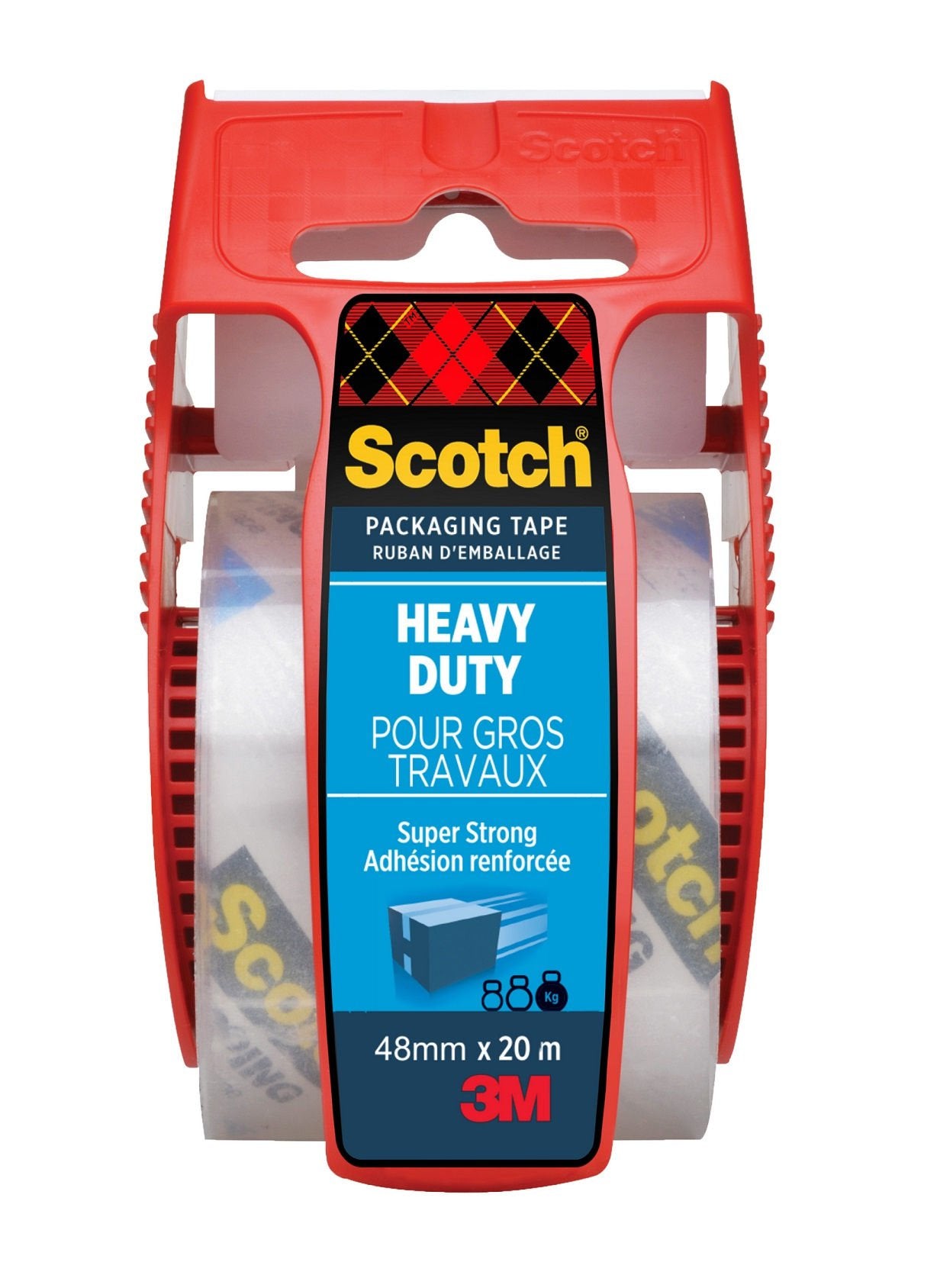 Scotch® Heavy Duty Packaging Tape Transparent 48 mm x 20 m 1 Roll in Hand Dispenser/Pack