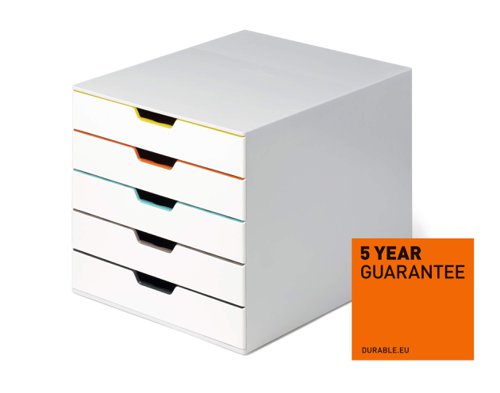 Durable VARICOLOR MIX 4 Drawer Unit Desktop Drawer Set with 5 Colour Coded Drawers - 762527