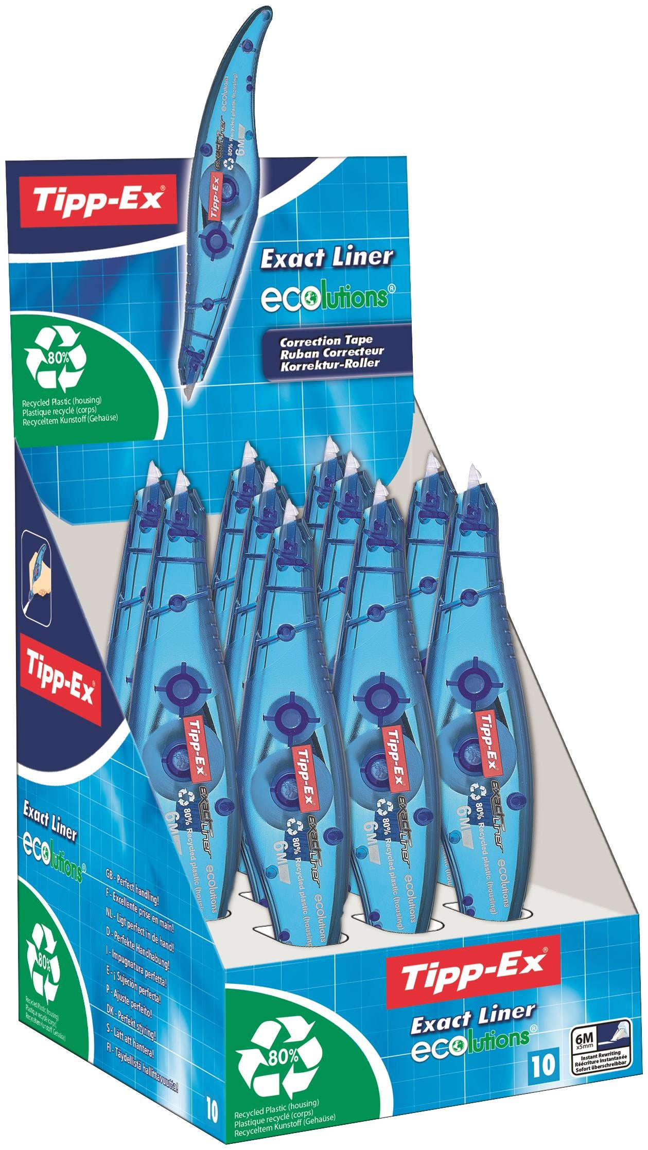 Tipp-Ex Exact Liner Ecolutions Correction Tape Roller Pen Pack of 10