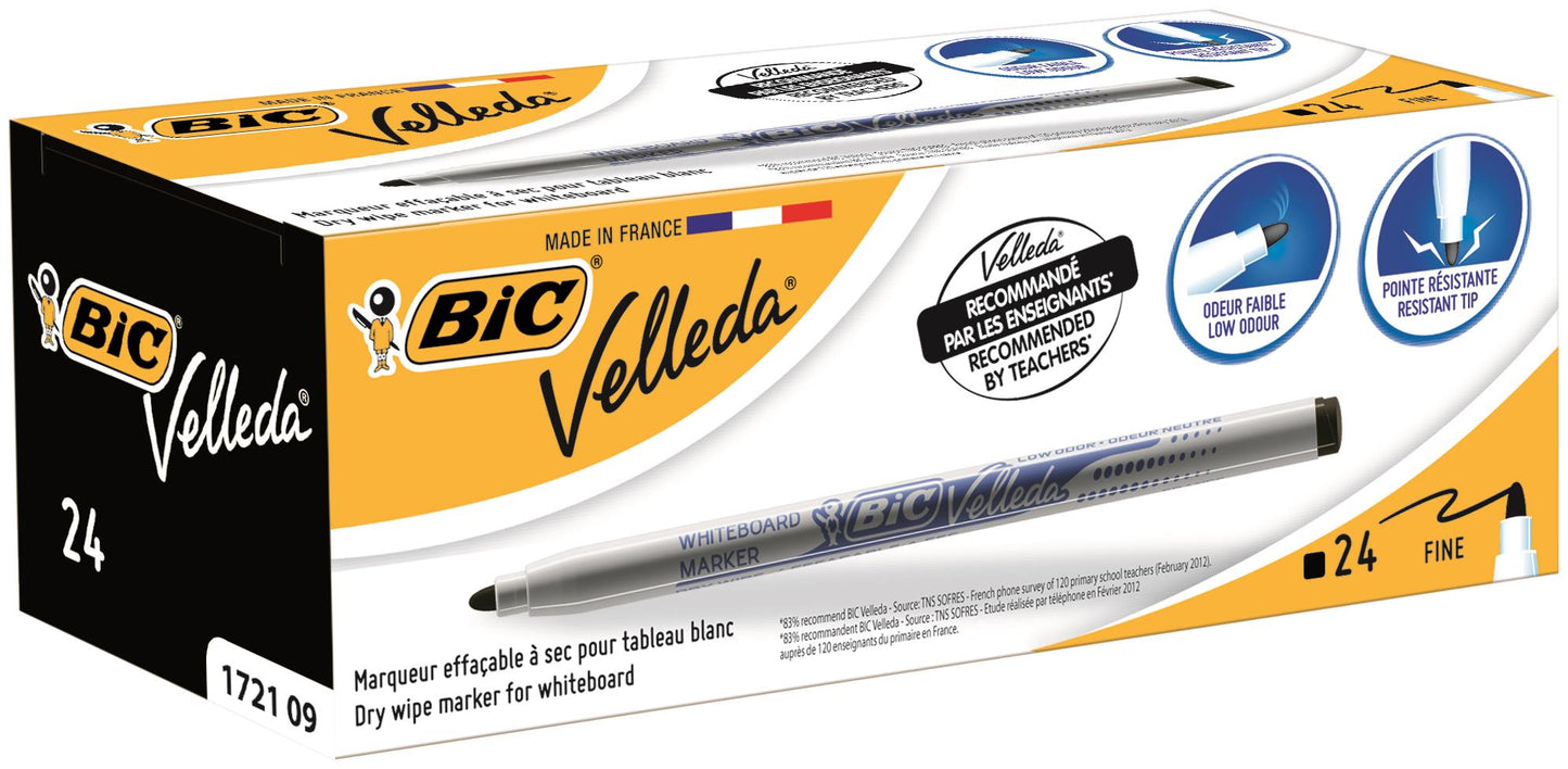 BIC Velleda 1721 Whiteboard MarkerFine Black Pack of 24