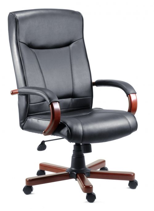 Kingston Bonded Leather Faced Executive Office Chair Black/Mahogany - 8511HLW DD
