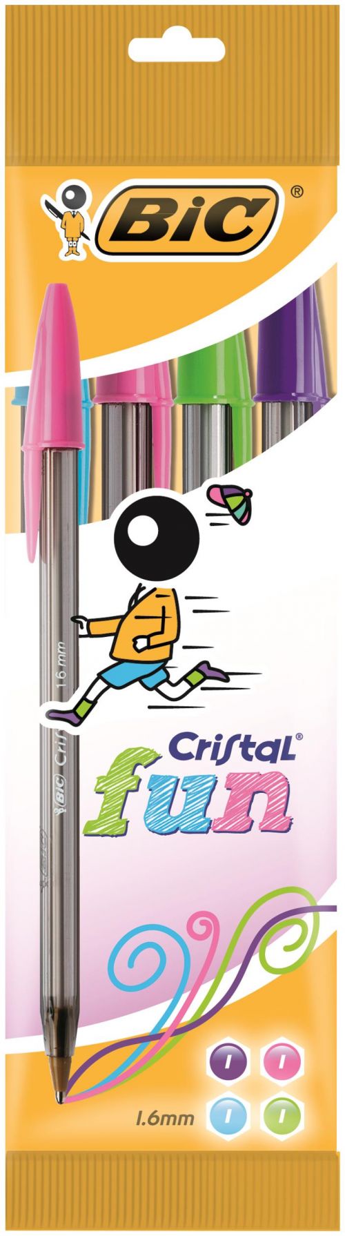 Bic Cristal FUN Assorted 1.6mm Ballpoint Pen (Pack 4) - 524173