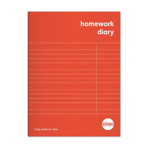RHINO 8 x 6 Homework Diary 84 Page 5-Day Week (Pack of 100)