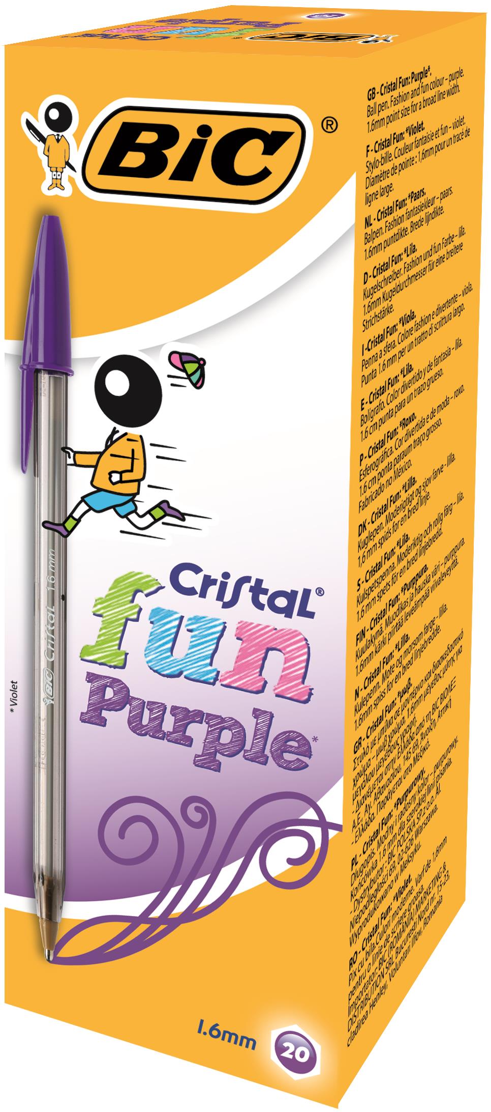 BIC Cristal Fun Purple Ballpoint Pen Large Pack of 20