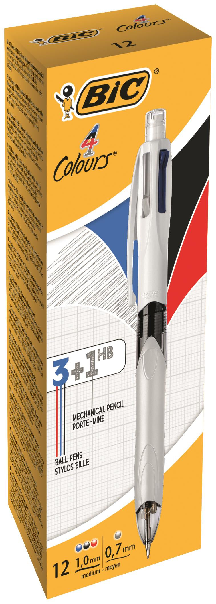 BIC 4 Colours Ballpoint Pen and Mechanical Pencil Pack of 12