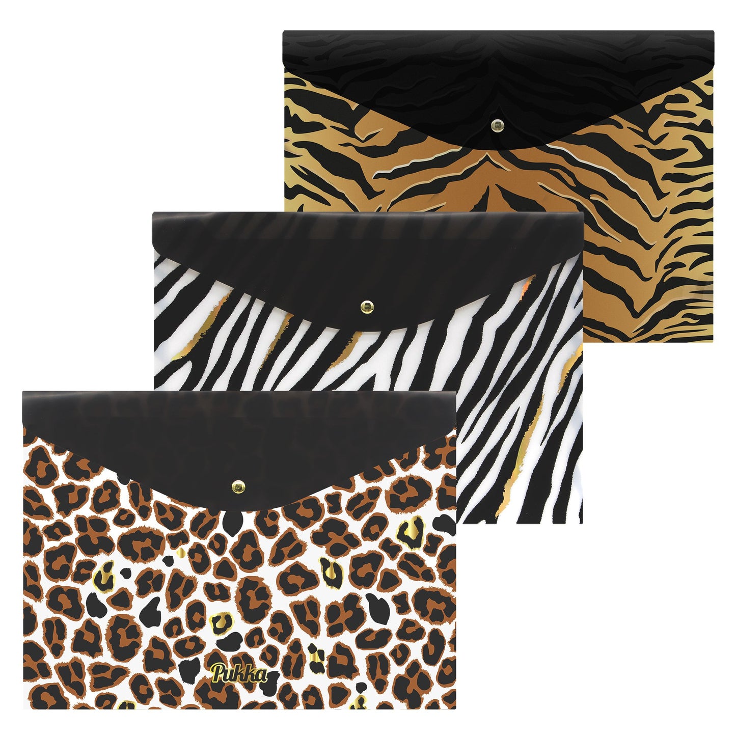 Pukka Pad Wild A4 Stud Wallets (3) Assorted