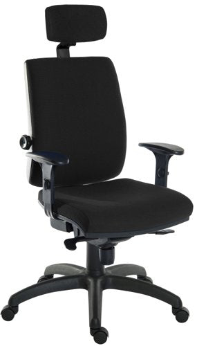 Teknik Office Ergo Plus Ergonomic Executive Operator Office Chair With Headrest and Comfort Adjustable Arms Black - Certified For 24 Hour Use - 9700BLK/R510/0270 DD