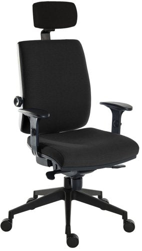Teknik Office Ergo Plus Ergonomic Executive Operator Office Chair With Headrest and Comfort Adjustable Arms and Ultra Base Black - Certified For 24 Hour Use - 9700BLK/R520/0270 DD
