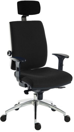 Teknik Office Ergo Plus Ergonomic Executive Operator Office Chair With Headrest and Comfort Adjustable Arms and Premier Base Black - Certified For 24 Hour Use - 9700BLK/R530/0270 DD