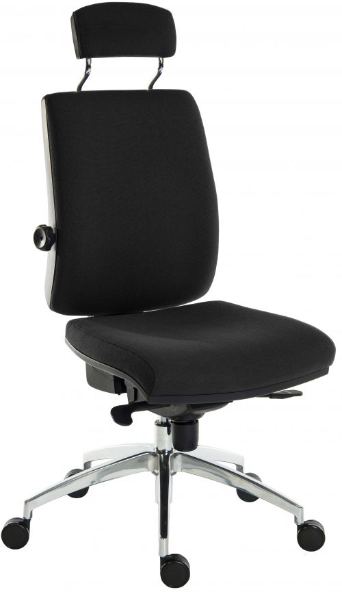 Teknik Office Ergo Plus Ergonomic Executive Operator Office Chair With Headrest and Premier Base Black - Certified For 24 Hour Use - 9700BLK/R530 DD