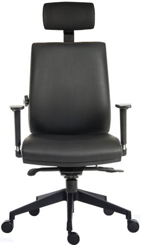 Teknik Office Ergo Plus Ergonomic Executive Operator PU Office Chair With Headrest and Apex Adjustable Arms and Ultra Base Black - Certified For 24 Hour Use - 9700PU/R520/0290 DD