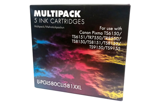 IJ Compatible Canon 2078C005 (PGI-580 CLI-581XXL) BKBKCMY Cartridge Bundle
