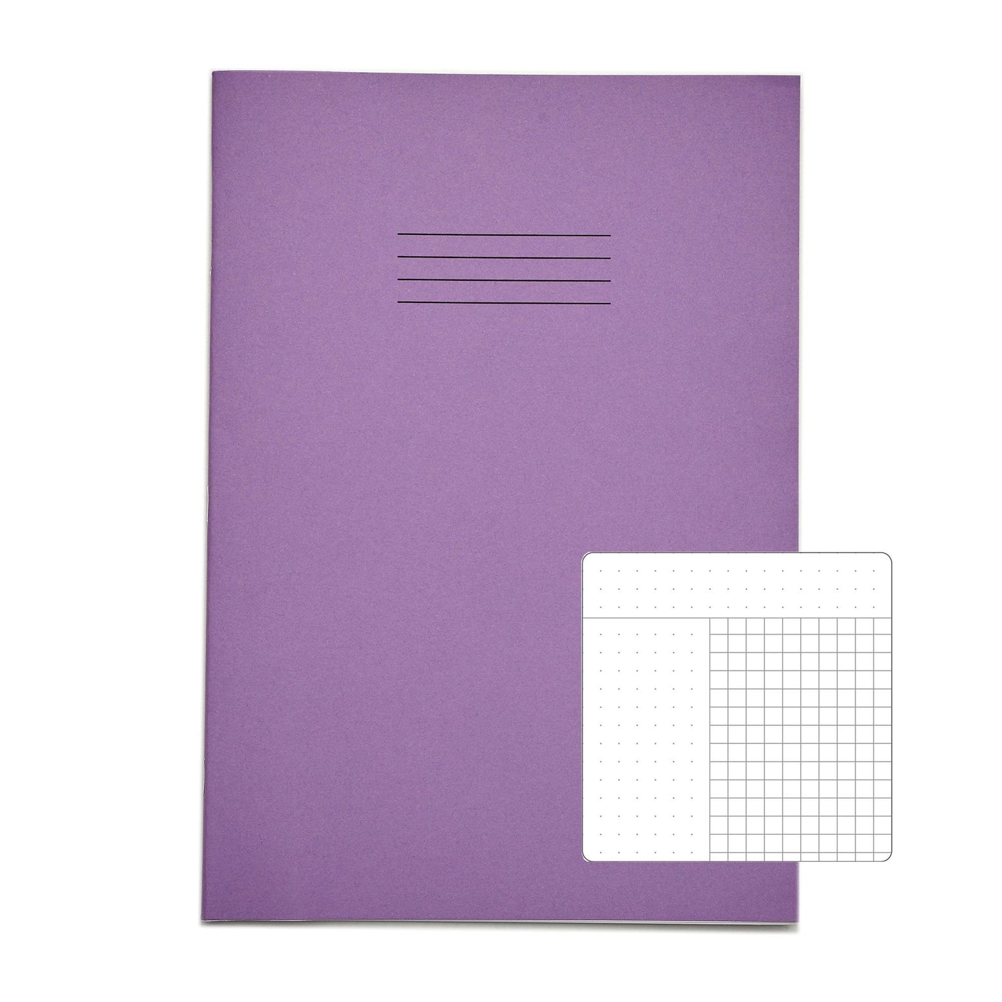 RHINO A4 Cornell Exercise Book 80 Page Purple 5mm Squared (Pack of 10)