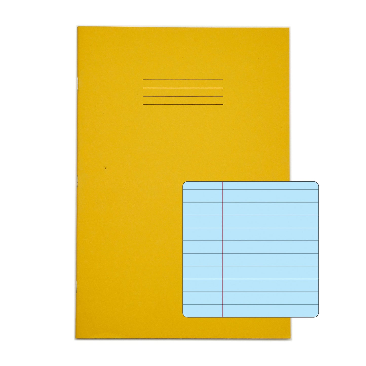RHINO A4 Special Exercise Book 48 Page Yellow with Tinted Blue Paper F8M (Pack of 10)