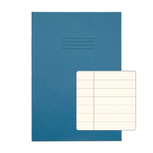 Rhino A4 Special Exercise Book 48 Page Ruled Wide 12mm Feint Lines And Margin F12M Light Blue with Tinted Cream Paper (Pack 10) - EX681111CV-2 DD