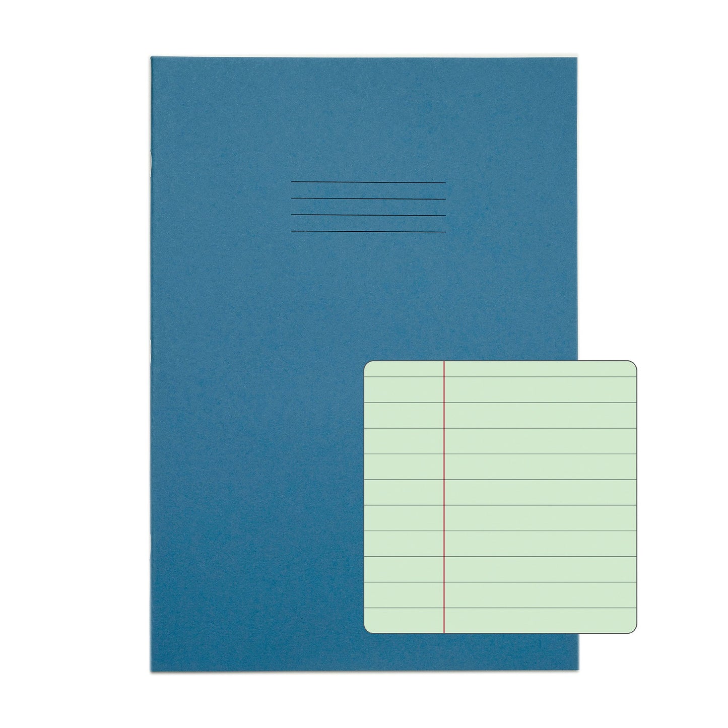 RHINO A4 Special Exercise Book 48 Page Light Blue with Tinted Green Paper F8M (Pack of 10)