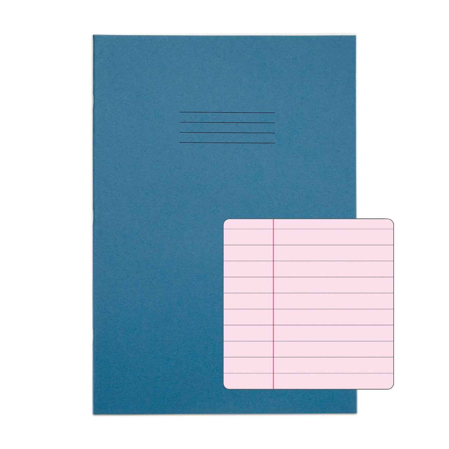 RHINO A4 Special Exercise Book 48 Page Light Blue with Tinted Pink Paper F8M (Pack of 10)