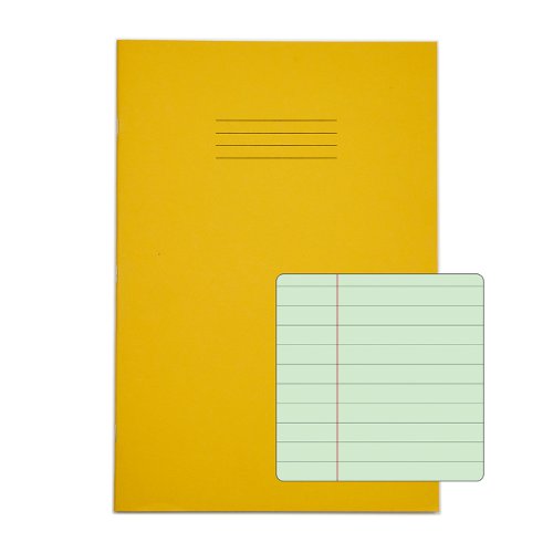 Rhino A4 Special Exercise Book 48 Page Ruled F8M Yellow with Tinted Green Paper (Pack 10) - EX68139G-0 DD