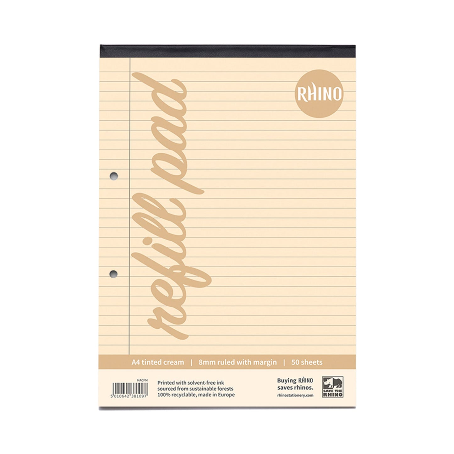 RHINO A4 Special Refill Pad 50 Leaf Cream Tinted Paper F8M (Pack of 6)
