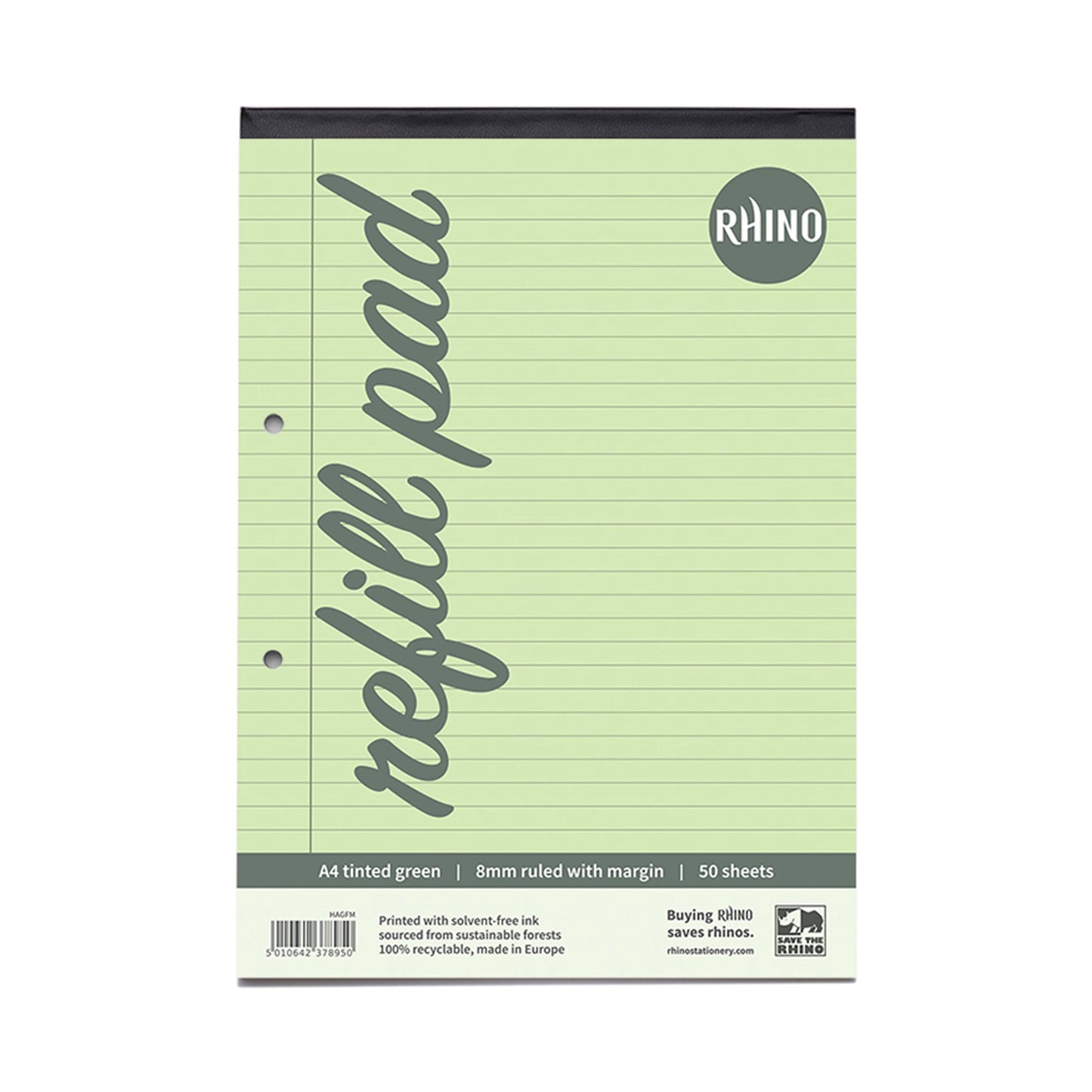 RHINO A4 Special Refill Pad 50 Leaf Green Tinted Paper F8M (Pack of 6)