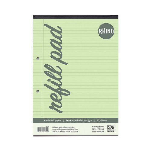 RHINO A4 Special Refill Pad 50 Leaf Green Tinted Paper F8M (Pack of 36)
