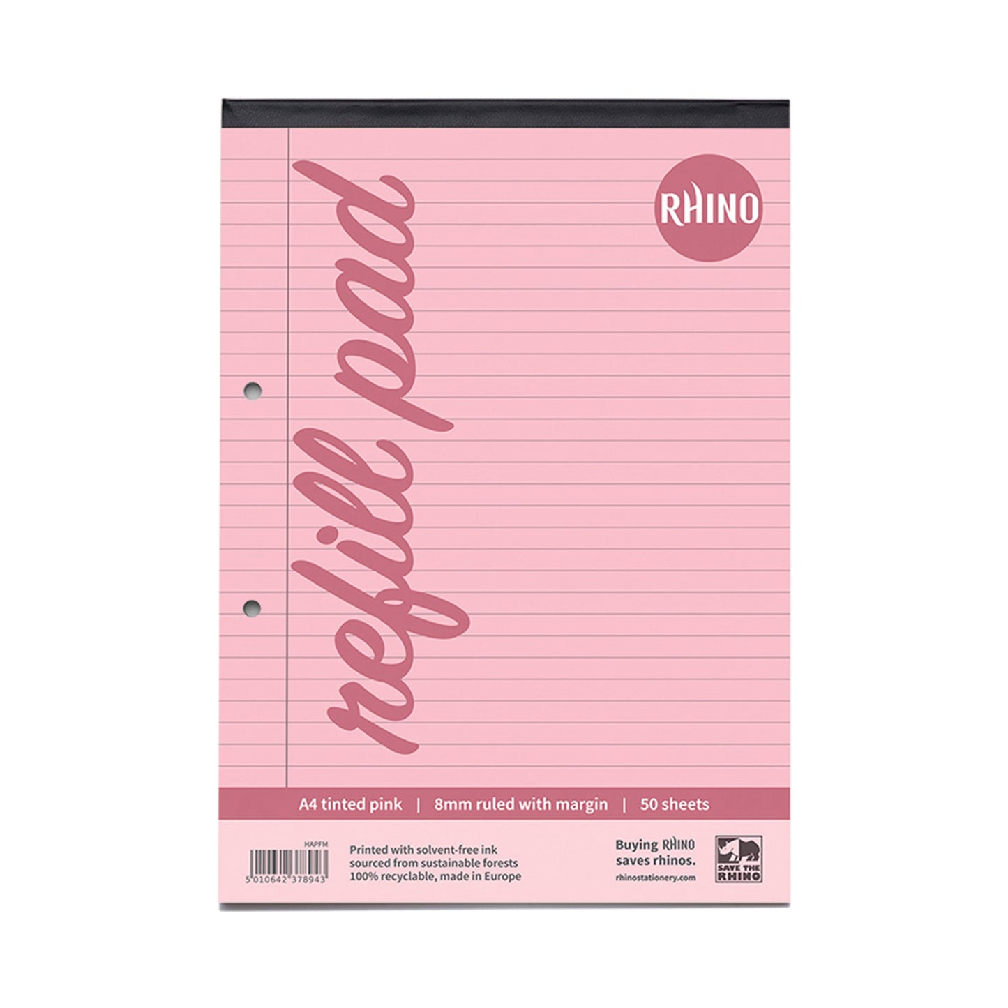 RHINO A4 Special Refill Pad 50 Leaf Pink Tinted Paper F8M (Pack of 6)