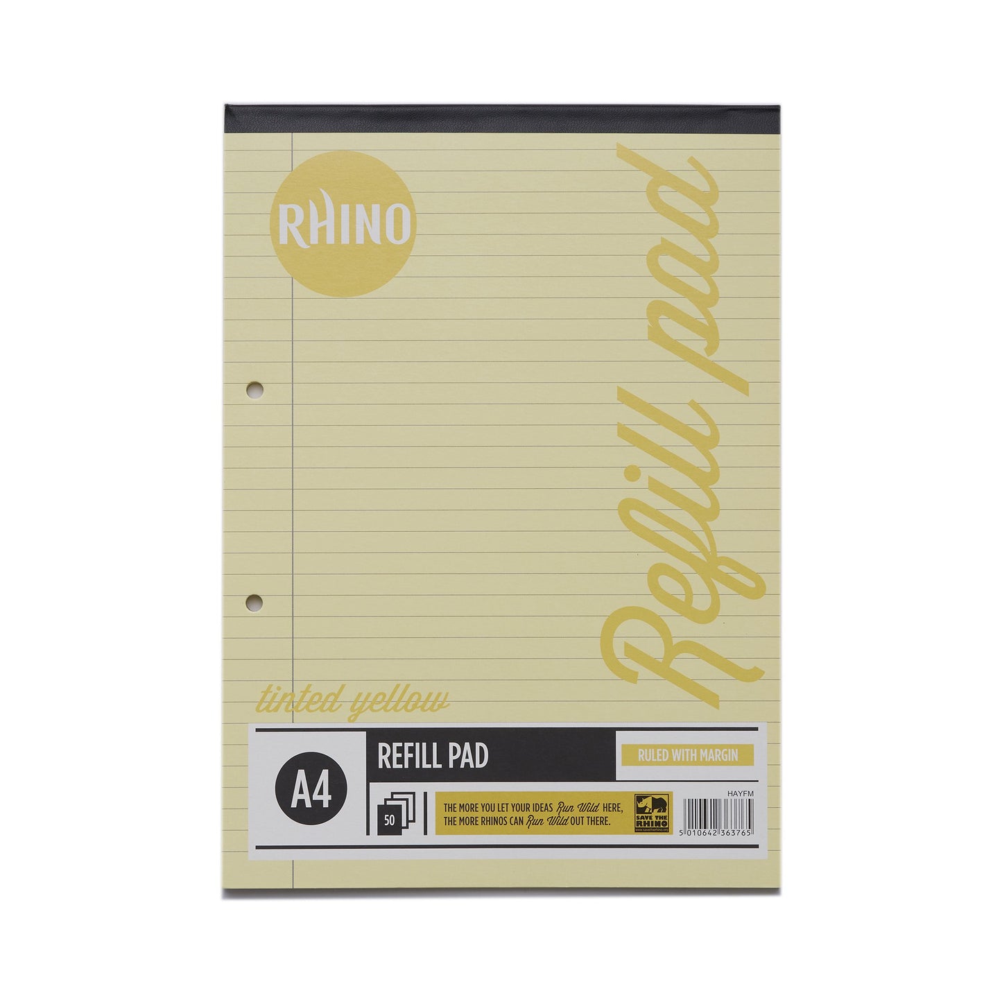 RHINO A4 Special Refill Pad 50 Leaf Yellow Tinted Paper F8M (Pack of 6)