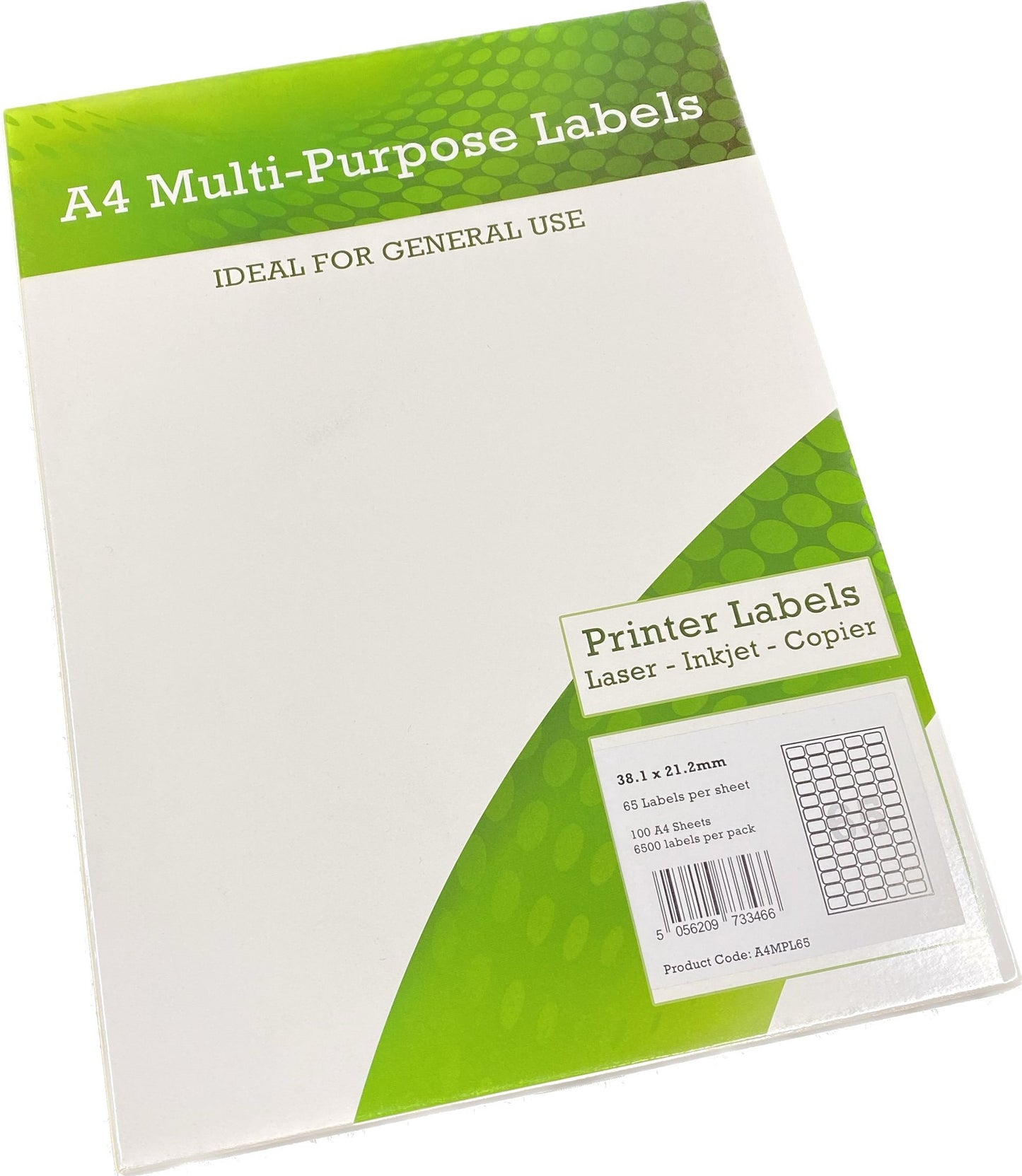 Compatible A4 Multipurpose Labels 65 Per Sheet 38.1 x 21.2mm (White) Pk of 100