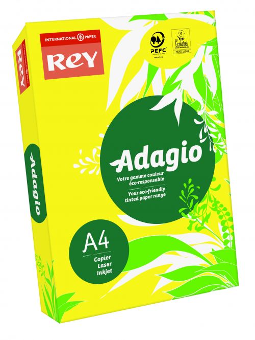 Rey Adagio Paper A4 80gsm Deep Yellow (Ream 500) RYADA080X425