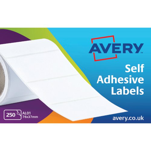 Avery Address Label Roll 76x37mm White (Pack 250 Labels) AL01