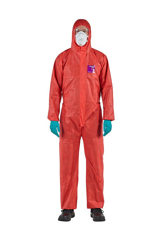 ANSELL ALPHA-TEC 1500 COVERALL RED MODEL 138 SIZE MED GLOVE