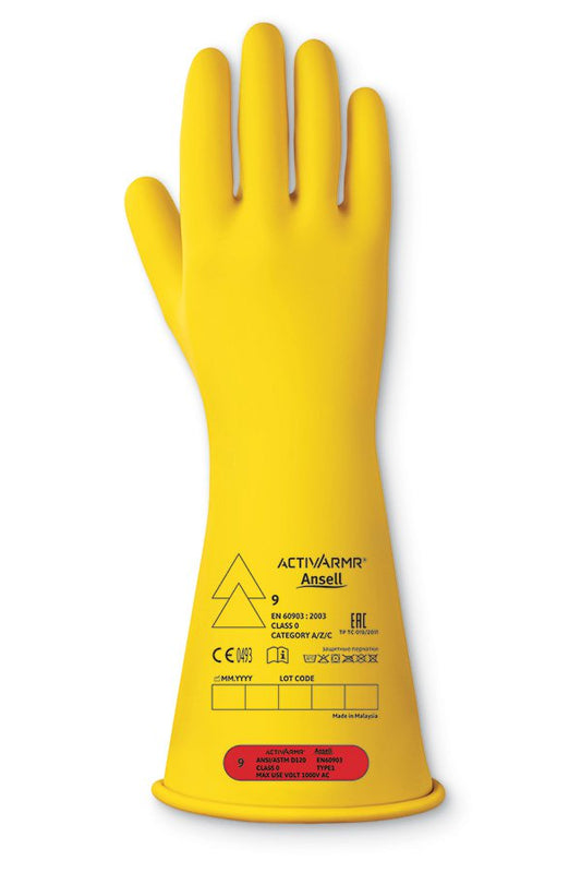 Ansell LOW VOLTAGE ELECTR INSULATING GLOVE (CLASS 0) 14” SIZE 8 M