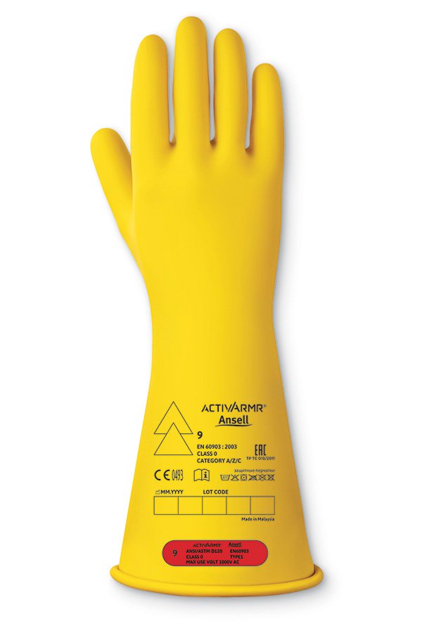 Ansell LOW VOLTAGE ELECTR INSULATING GLOVE (CLASS 0) 14” SIZE 10 XL