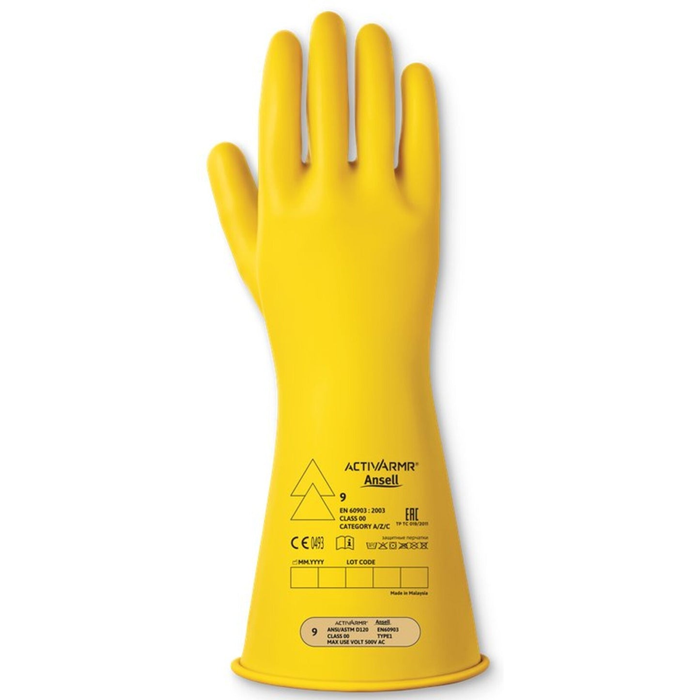 Ansell LOW VOLTAGE ELECTR INSULATING GLOVE (CLASS 0) 14” SIZE 10 XL