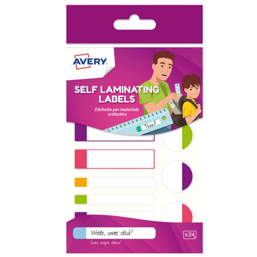 Avery Self Laminating Waterproof Labels 86x17mm Neon Colours White (Pack 24) - APFLUO24.UK