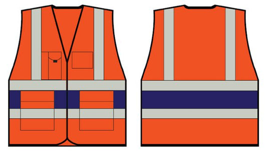 Beeswift Orange Executive Vest With Navy Blue Band 4Xl