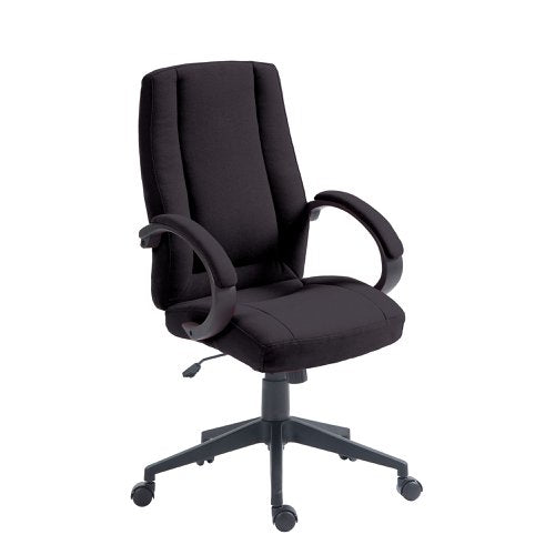 Nautilus Designs Dorset High Back Fabric Executive Office Chair With Padded Fixed Arms Grey - BCF/B432/GY DD